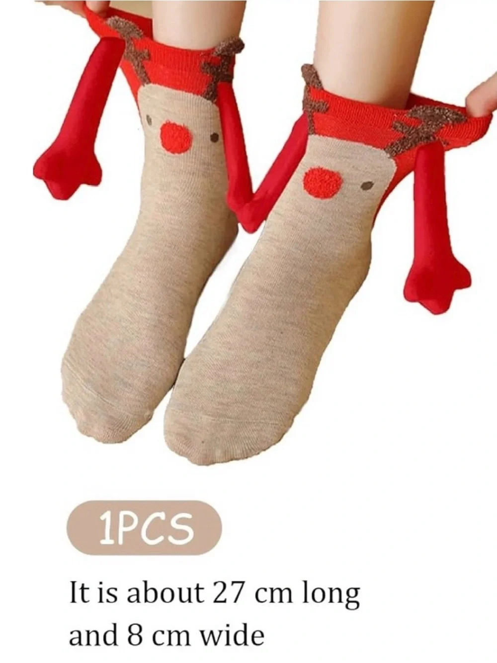 💞 New Cute Adult Reindeer Christmas Holiday Novelty Socks with Hands